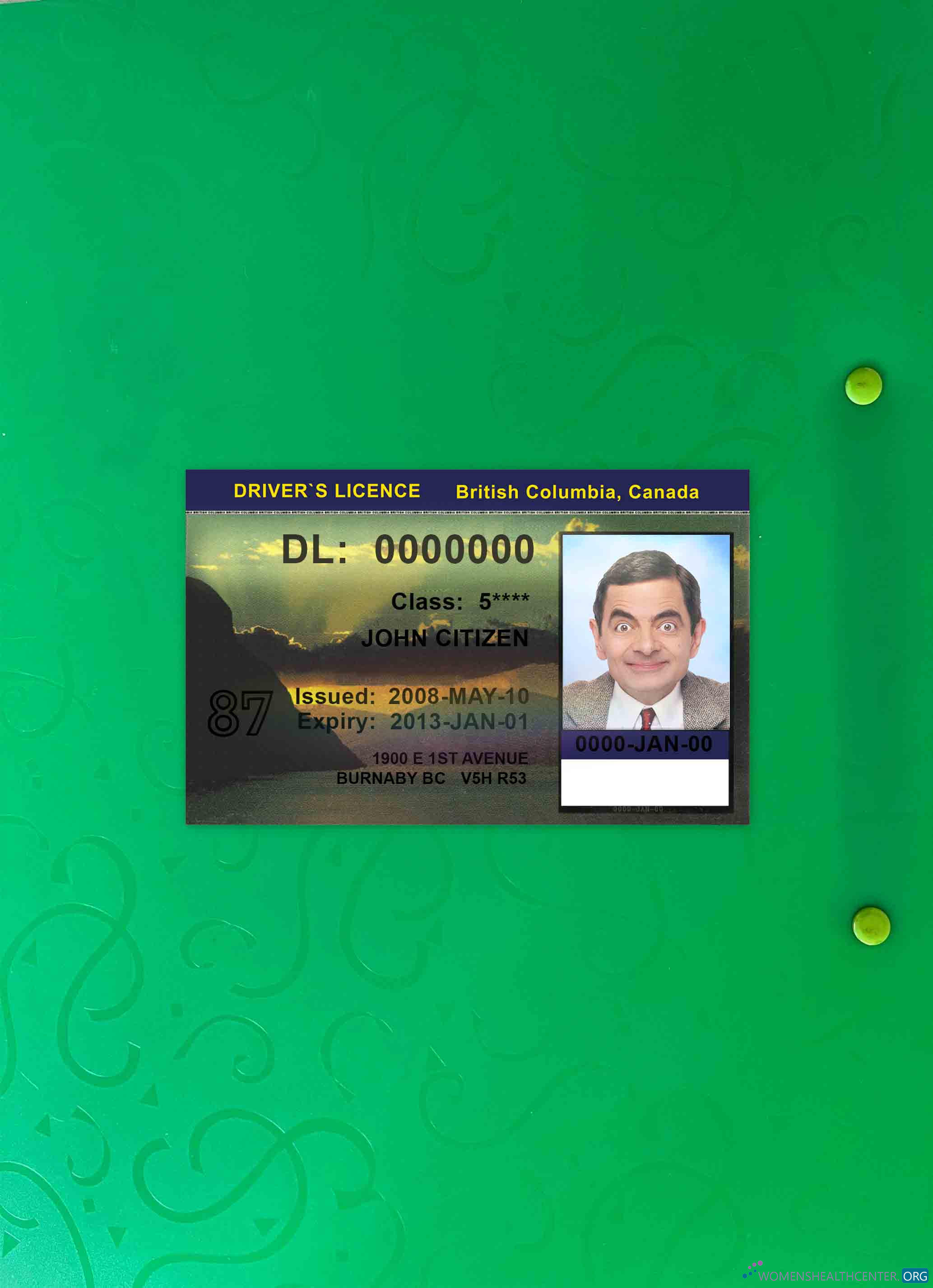 Download Canada British Columbia DL, version 2 photolook FRONT Photoshop template